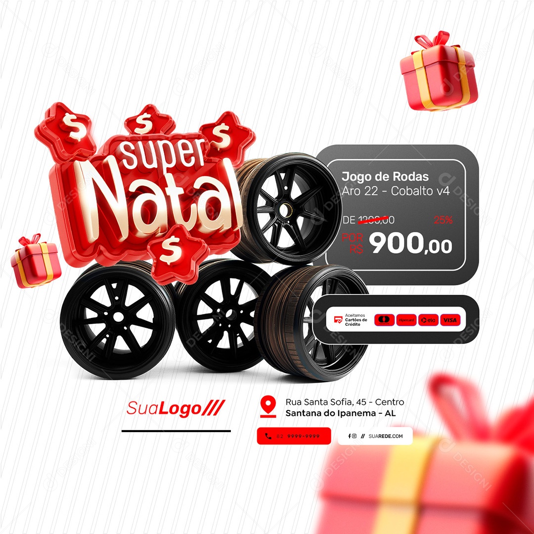 Super Natal Jogo de Rodas Social Media PSD Editável