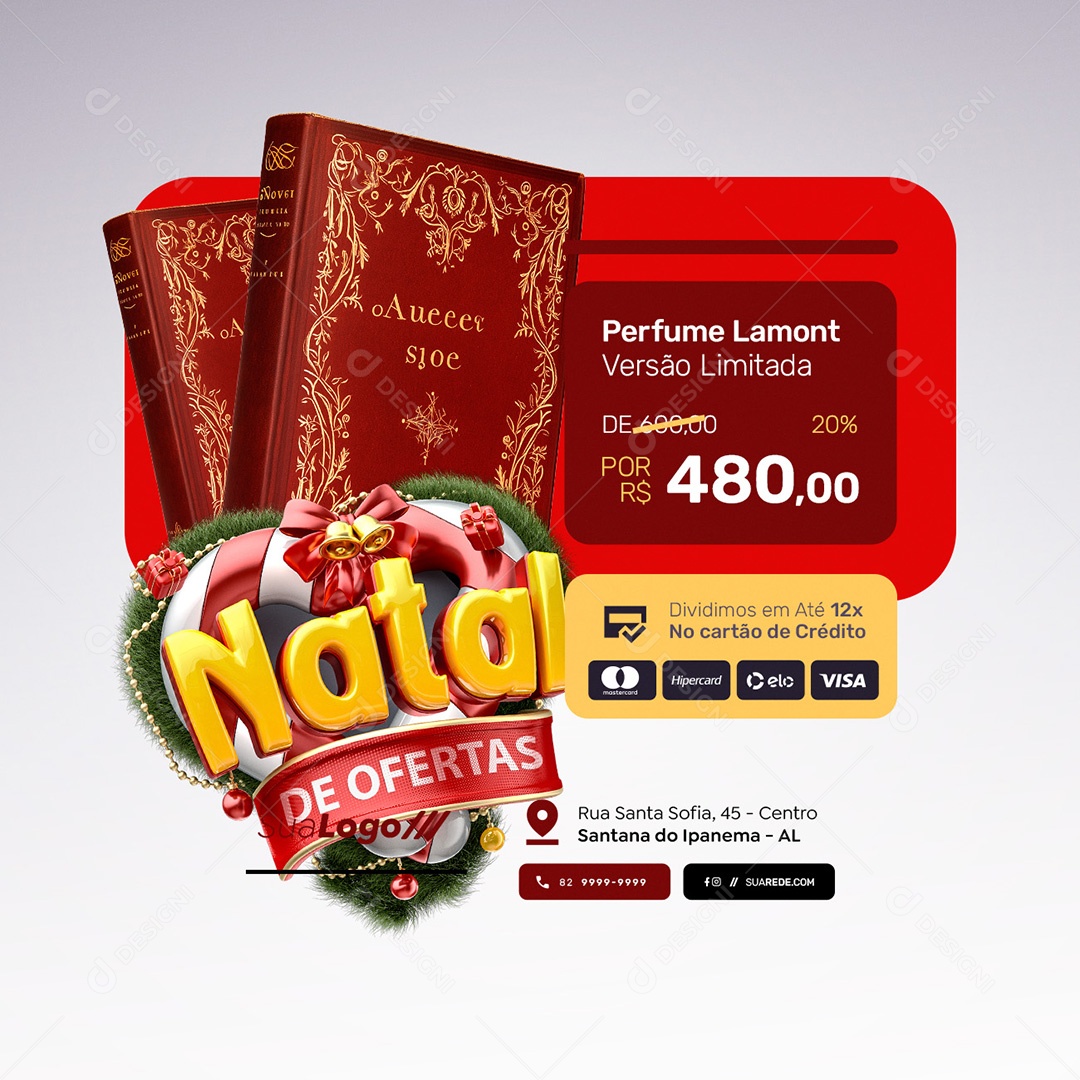 Natal de Ofertas Perfume Lamont Social Media PSD Editável