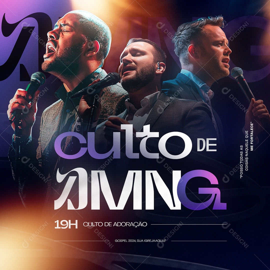 Gospel Culto De DMNG Culto De Adoração Social Media PSD Editável