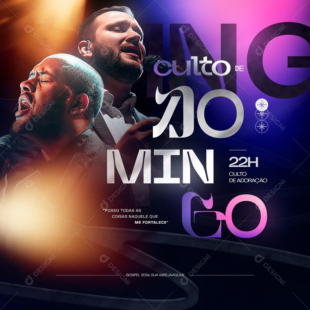 Gospel Culto De Adoração Culto De Domingo Social Media PSD Editável