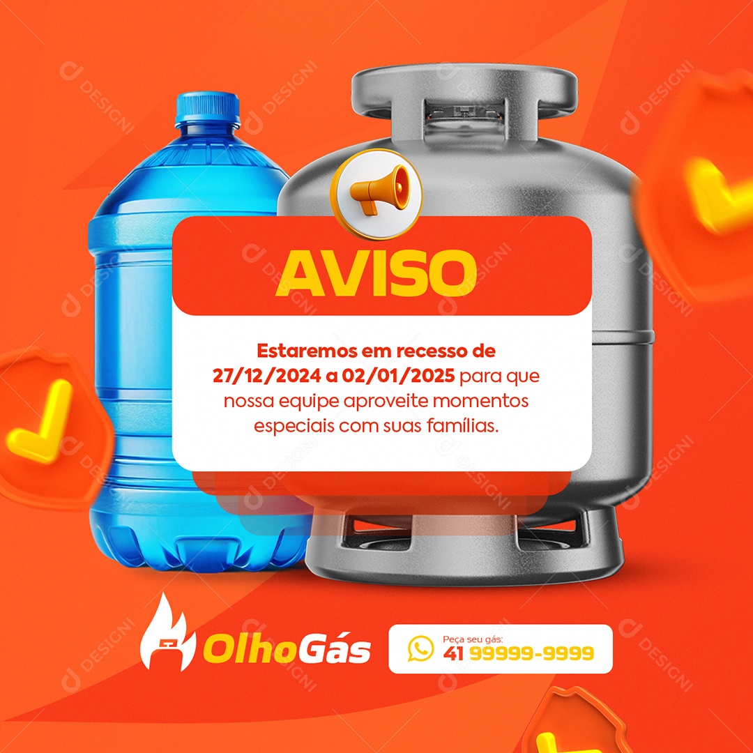 Distribuidora de Água e Gás Aviso Social Media PSD Editável