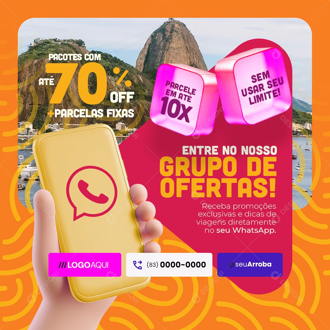 Agência de Turismo Entre no Nosso Grupo de Ofertas Social Media PSD Editável