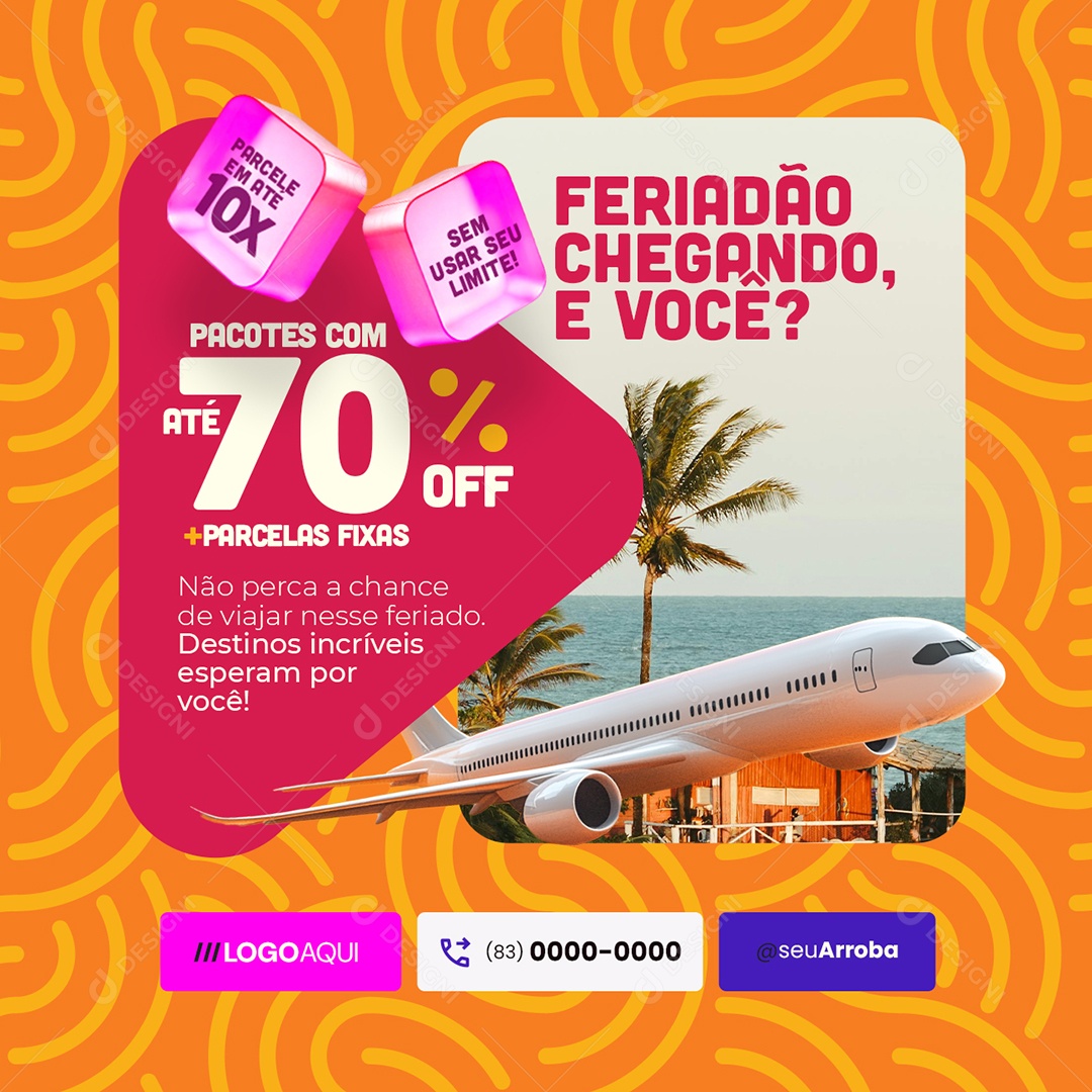 Agência de Turismo Feriadão Chegando a Você Social Media PSD Editável