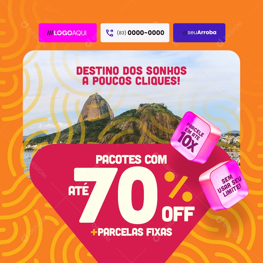 Agência de Turismo Destino dos Sonhos Social Media PSD Editável