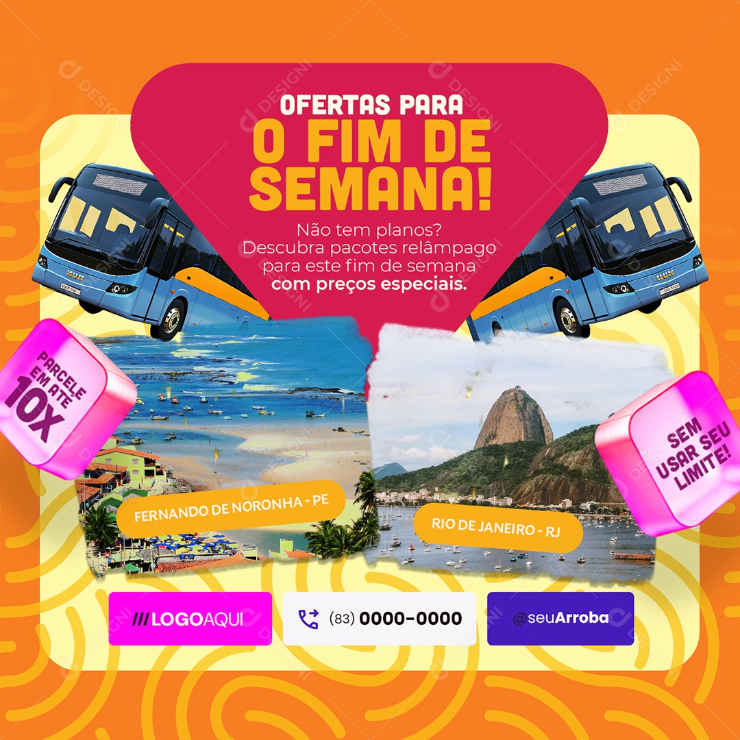 Agência de Turismo Ofertas para O Fim de Semana Social Media PSD Editável