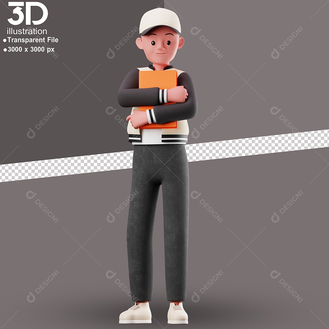 Segurando Livro Elemento 3D para Composição PSD