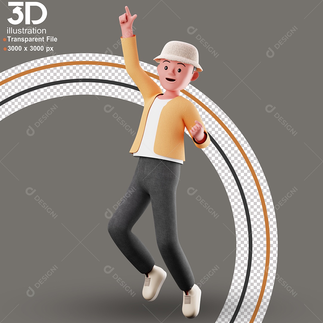 Dançando Feliz Elemento 3D para Composição PSD