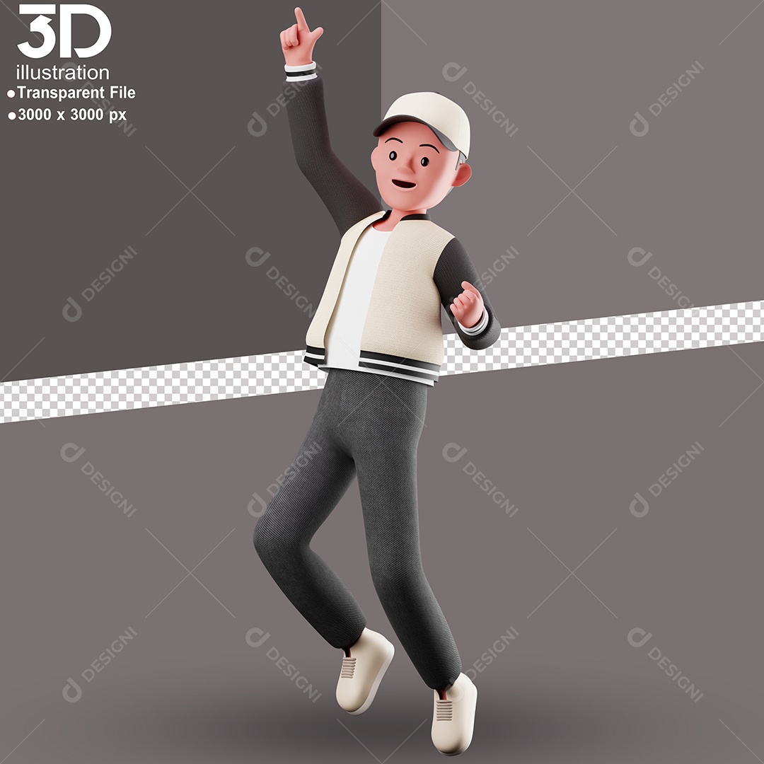 Personagem Dançando Elemento 3D para Composição PSD