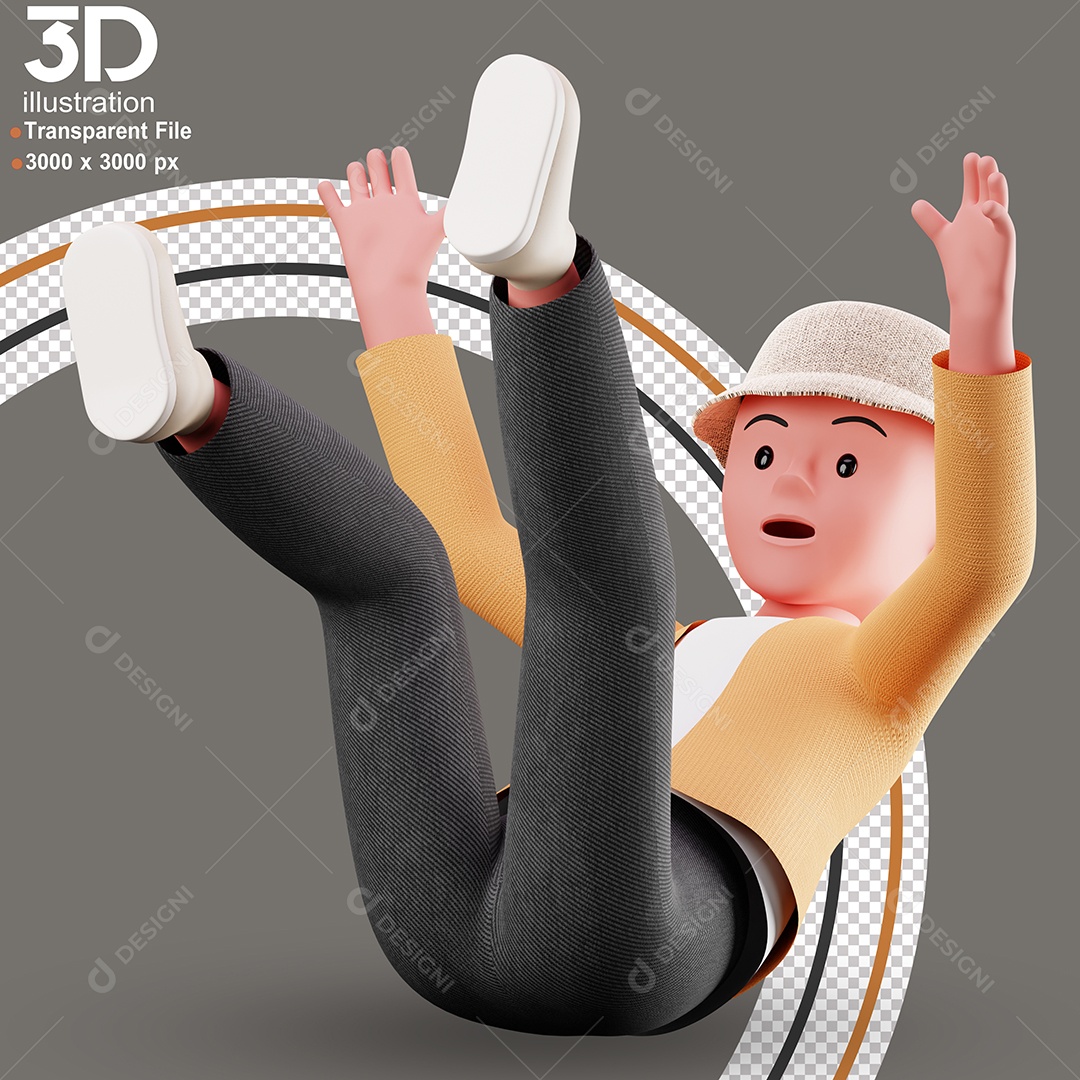 Personagem Caindo Elemento 3D para Composição PSD