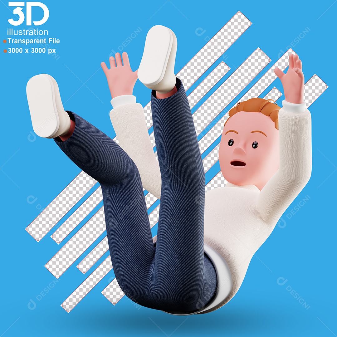 Personagem Caindo Elemento 3D para Composição PSD