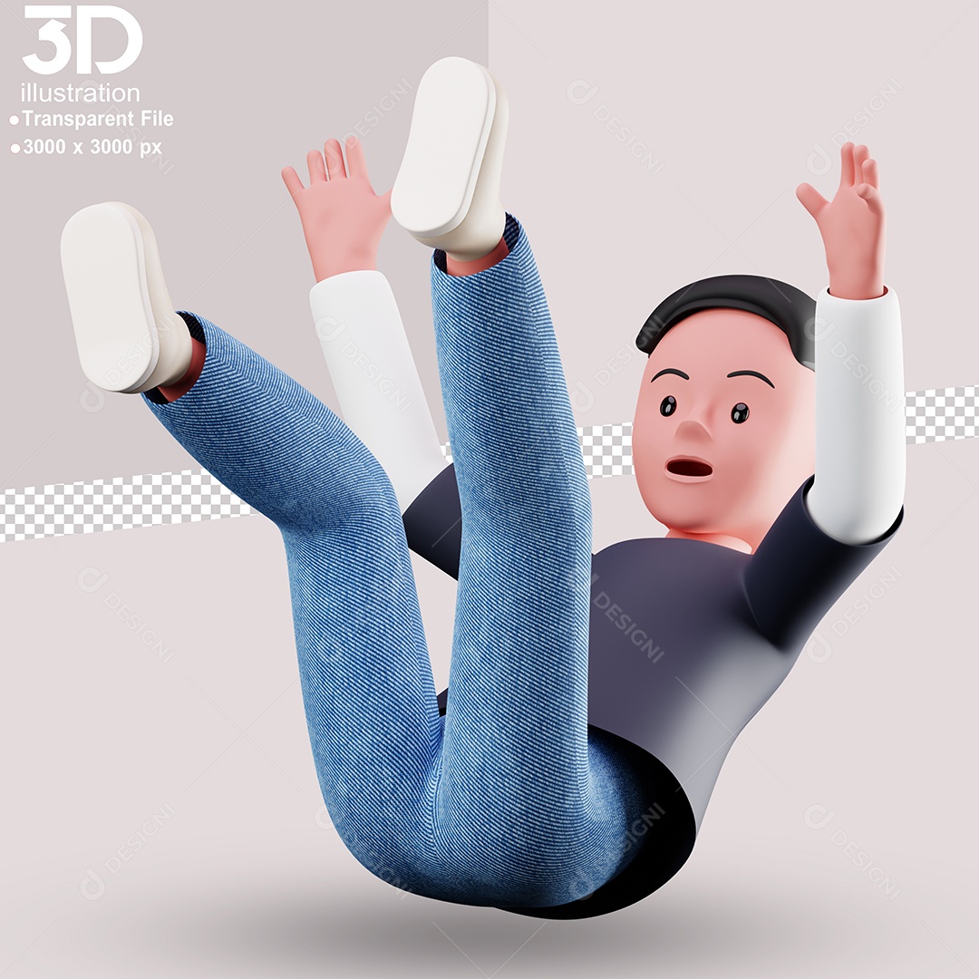 Personagem Caindo Elemento 3D para Composição PSD