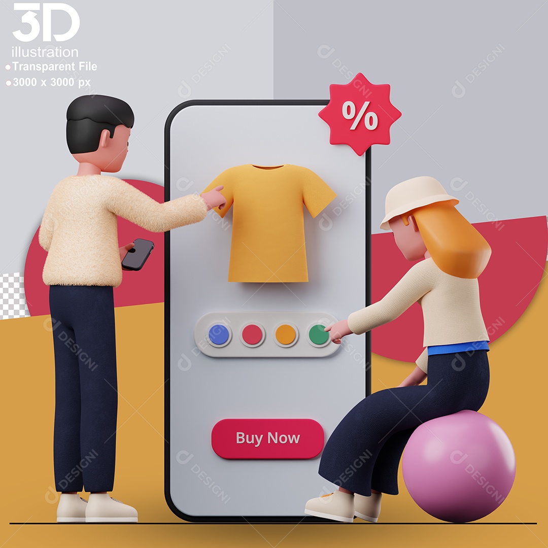 Personagem Fazendo Compras Elemento 3D Para Composição PSD