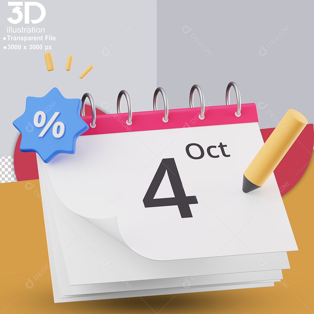 Calendário Elemento 3D Para Composição PSD