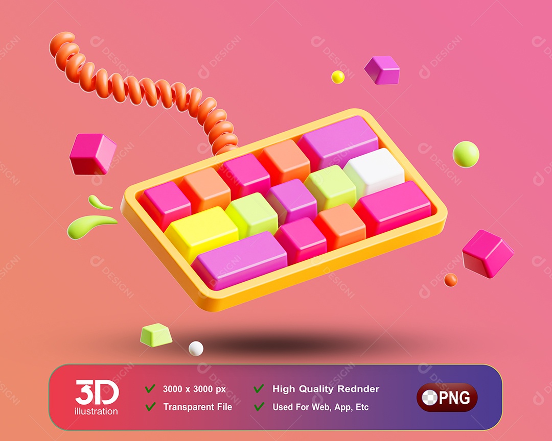 Gráficos Teclado de Computador Elemento 3D para Composição PSD