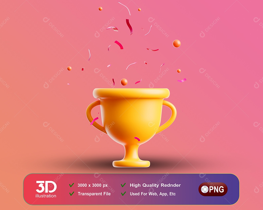 Elemento 3D Troféu para Composição PSD