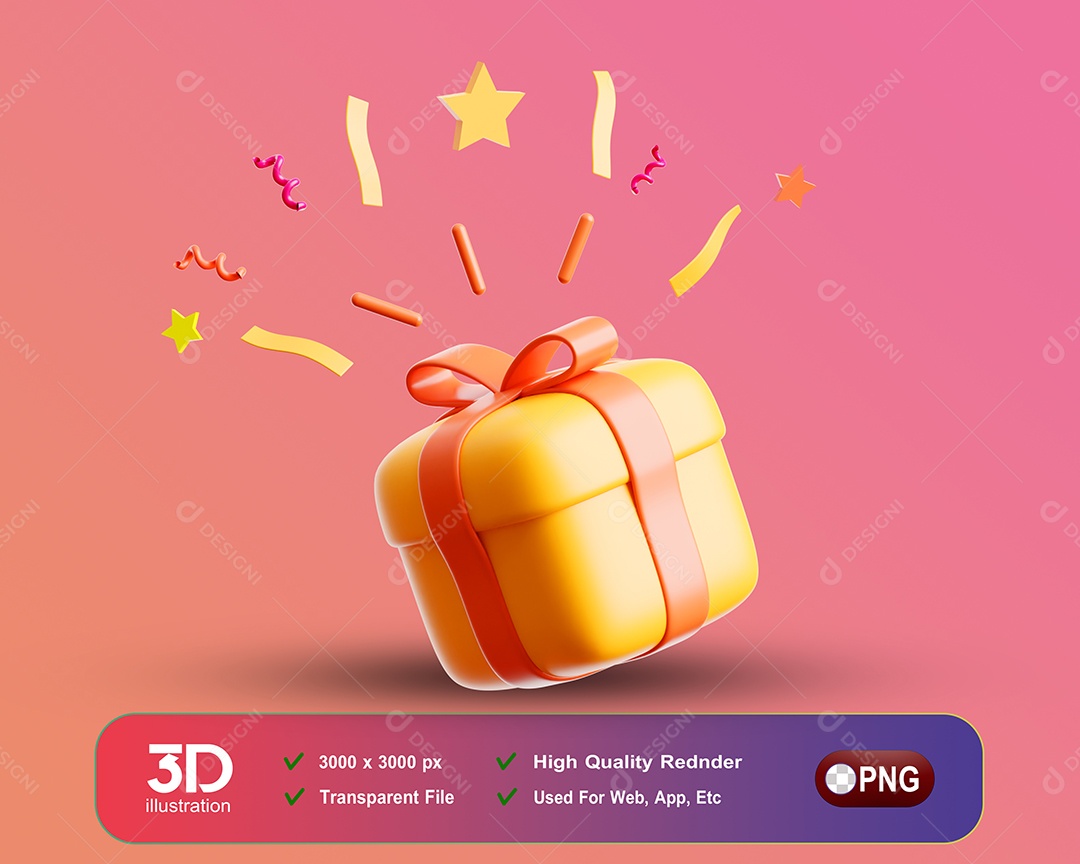 Gráficos Presente Elemento 3D para Composição PSD