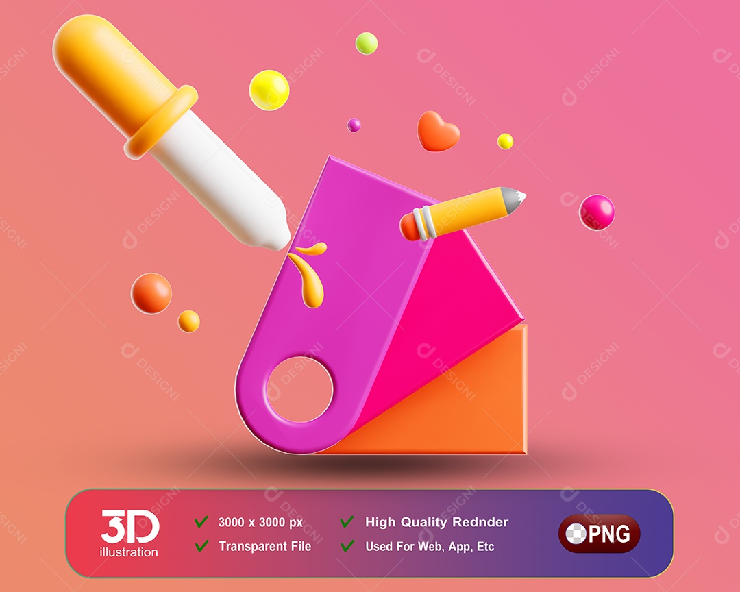 Seletor de Cores Elemento 3D para Composição PSD