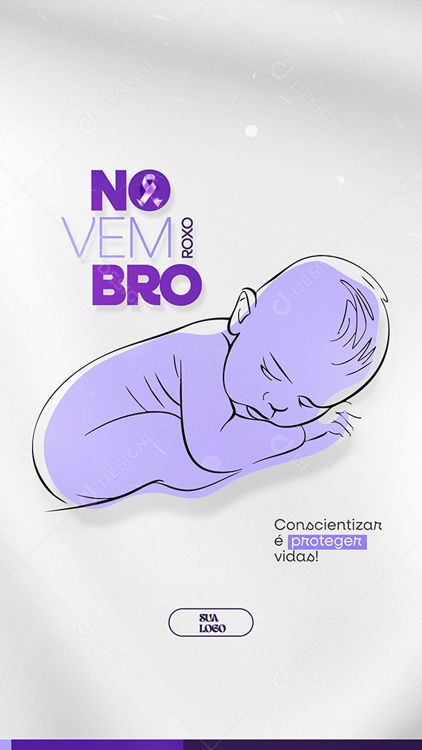 Story Novembro Roxo Mês de Conscientização Sobre a Prematuridade Social Media PSD Editável