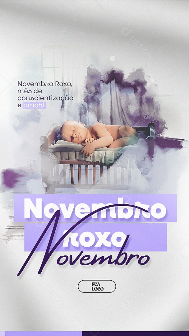 Story Novembro Roxo Mês de Conscientização Sobre a Prematuridade Social Media PSD Editável