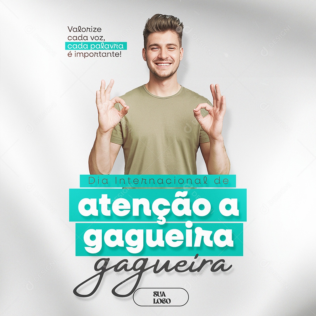 Dia Internacional de Atenção à Gagueira  22 de Outubro Social Media PSD Editável