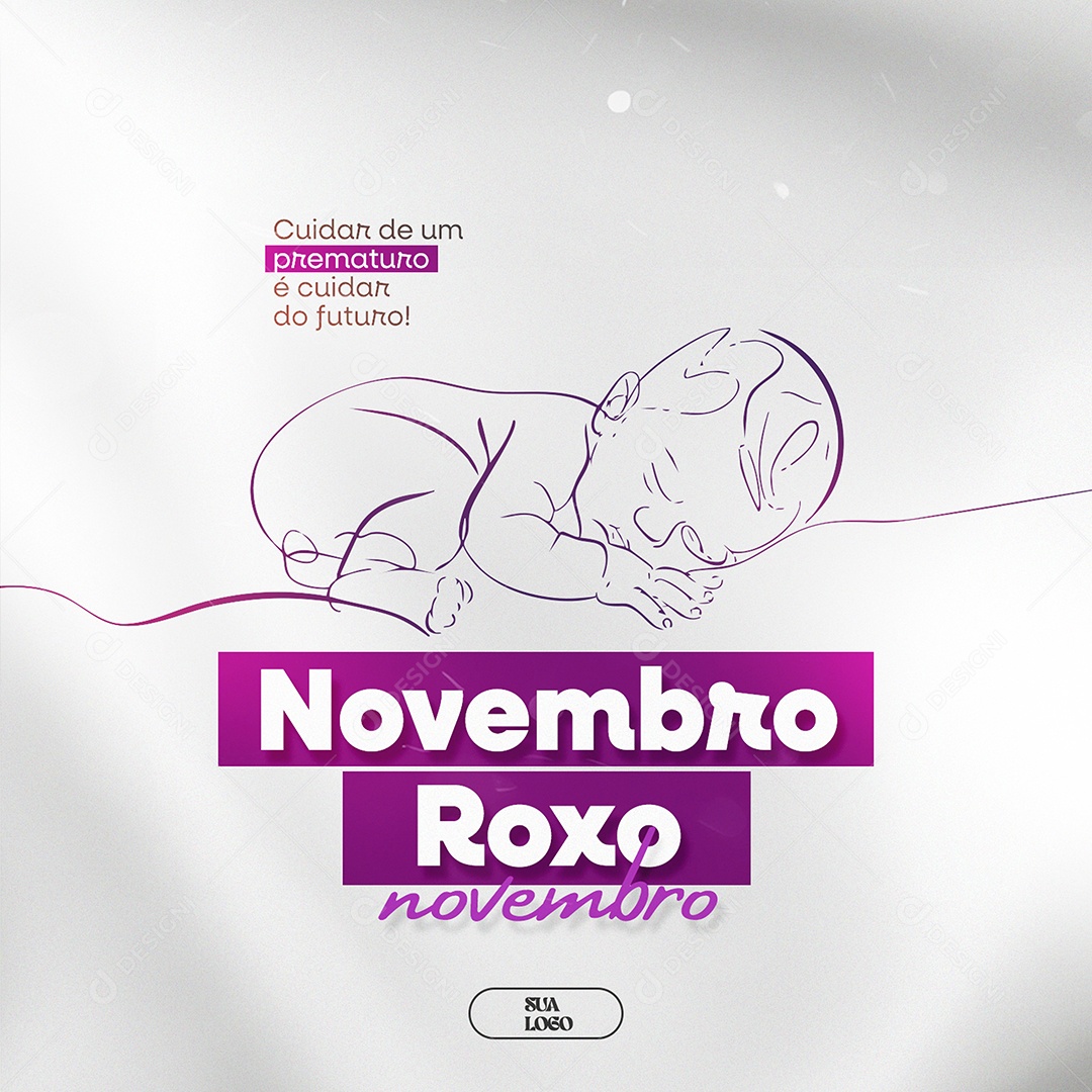 Novembro Roxo Juntos Construímos um Futuro Melhor Social Media PSD Editável