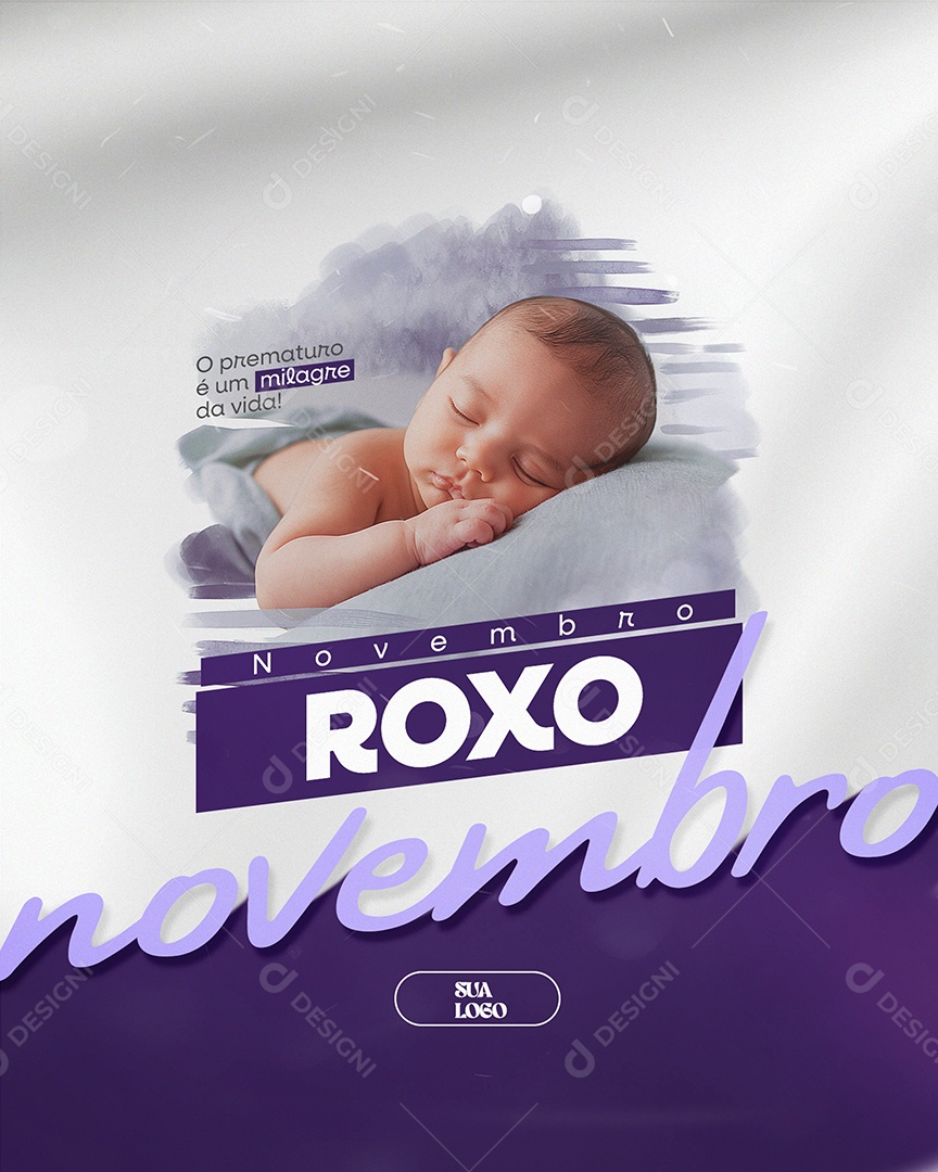November Purple Month of Awareness About Social Prematurity Media PSD Editable