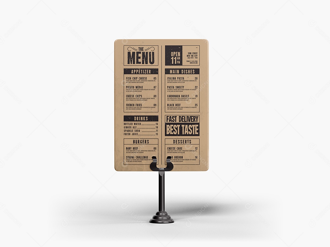 Menu de Mesa Mockup PSD Editável