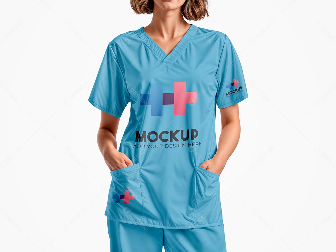 Mulher com Uniforme de Médica Mockup PSD Editável