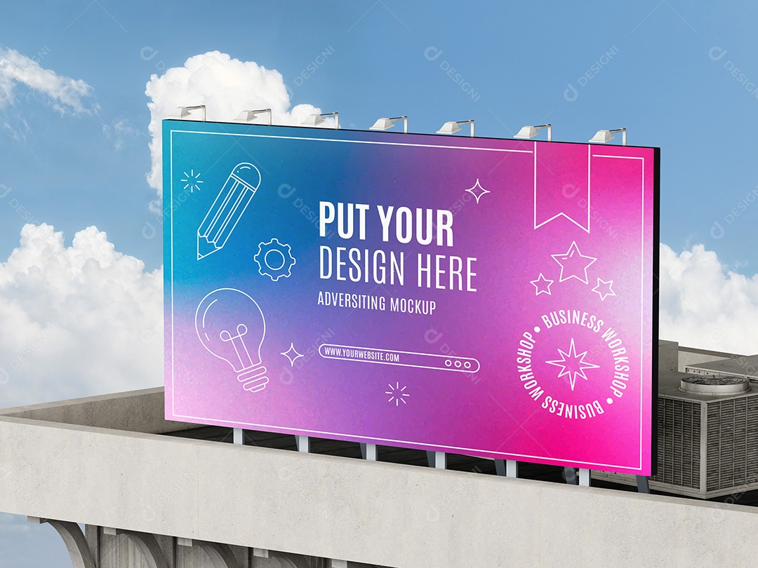 Placa para Publicidade Mockup PSD Editável