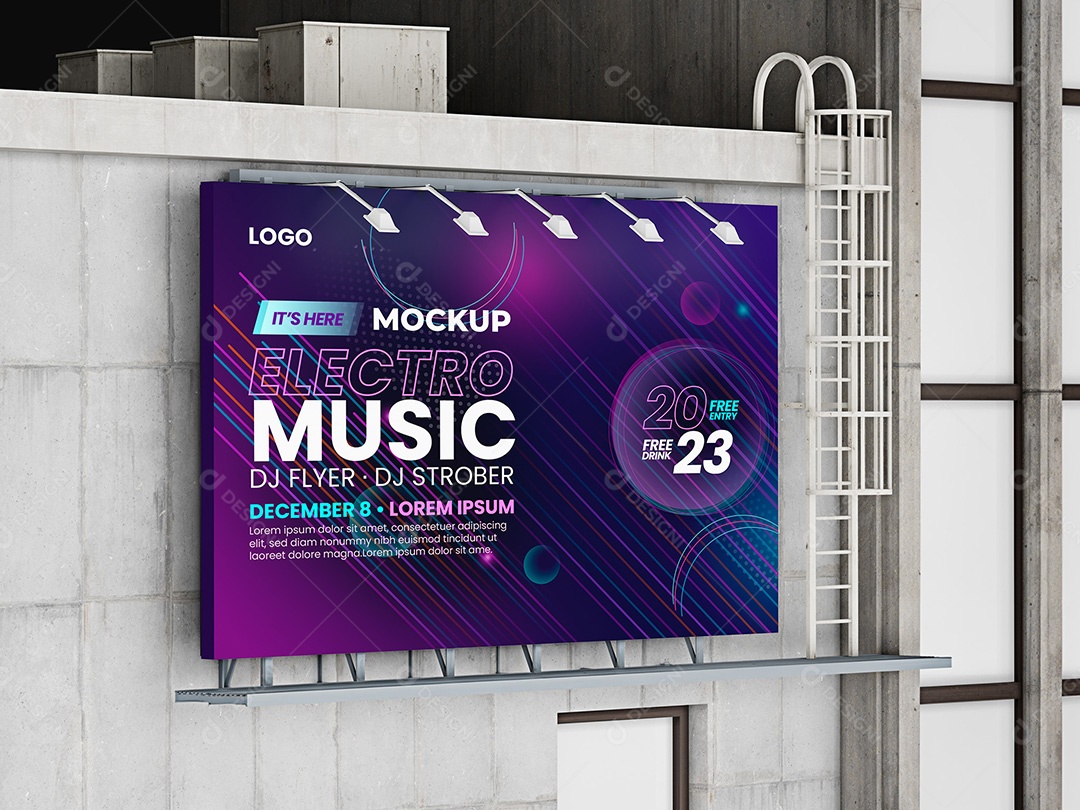 Placa para Publicidade Mockup PSD Editável