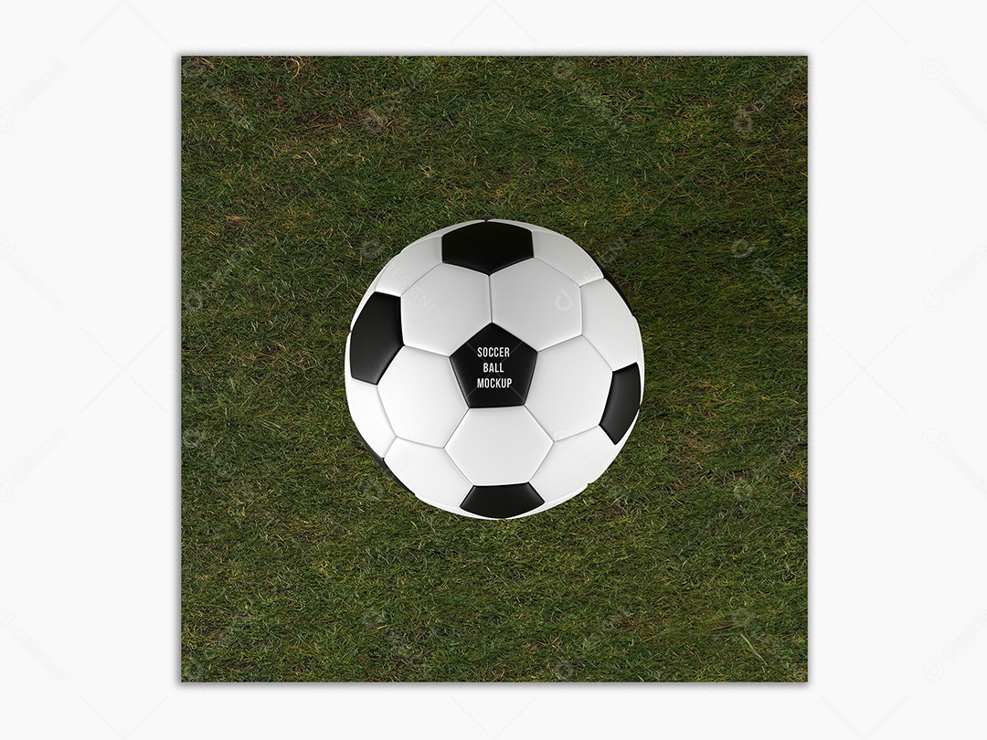 Bola de Futebol na Grama Mockup PSD Editável