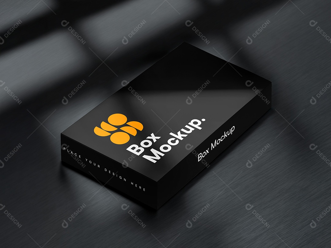 Caixa com Fundo Escuro Mockup PSD Editável