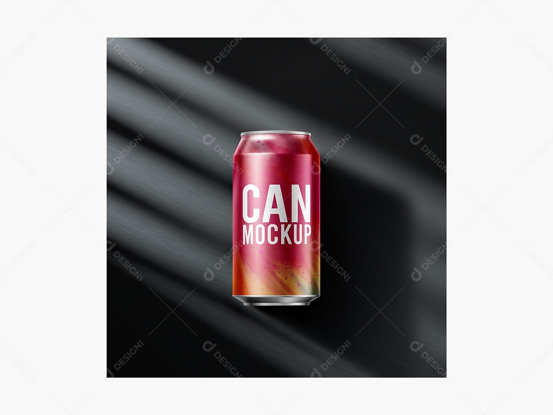 Lata com Fundo Escuro Mockup PSD Editável