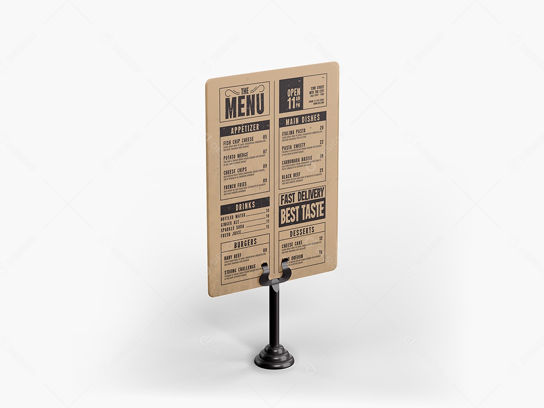 Menu de Mesa Mockup PSD Editável