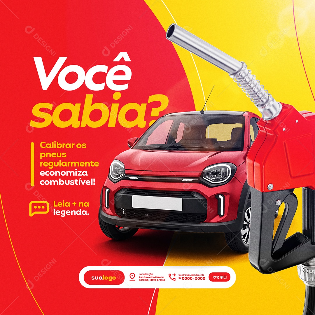Posto de Gasolina Você Sabia Social Media PSD Editável