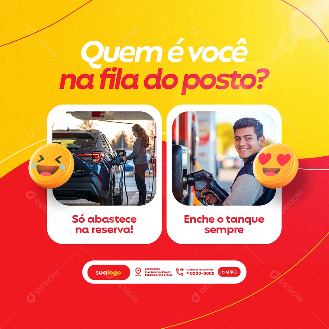 Posto de Gasolina Quem é Você na Fila do Posto Social Media PSD Editável