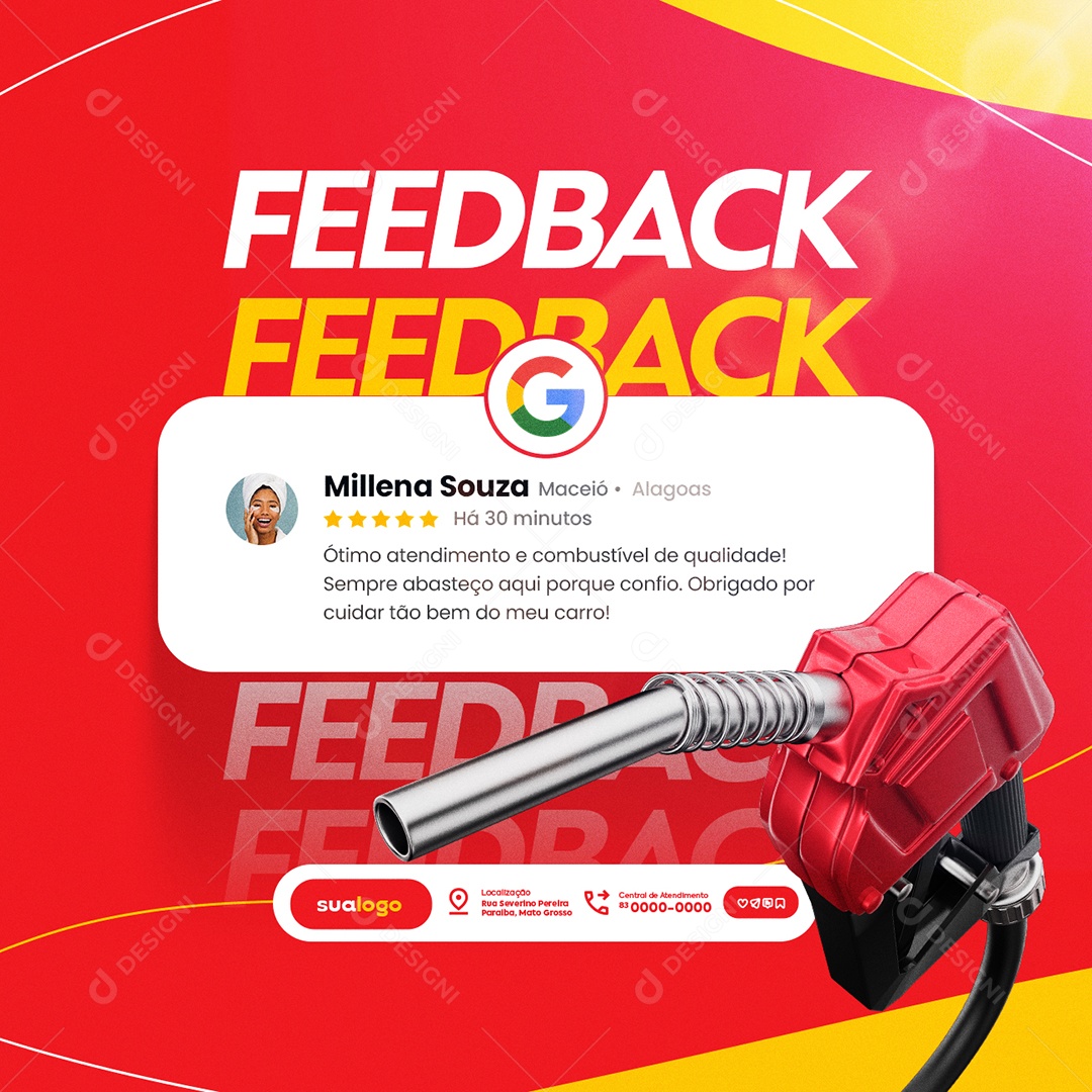 Posto de Gasolina Feedback Ótimo Atendimento Social Media PSD Editável
