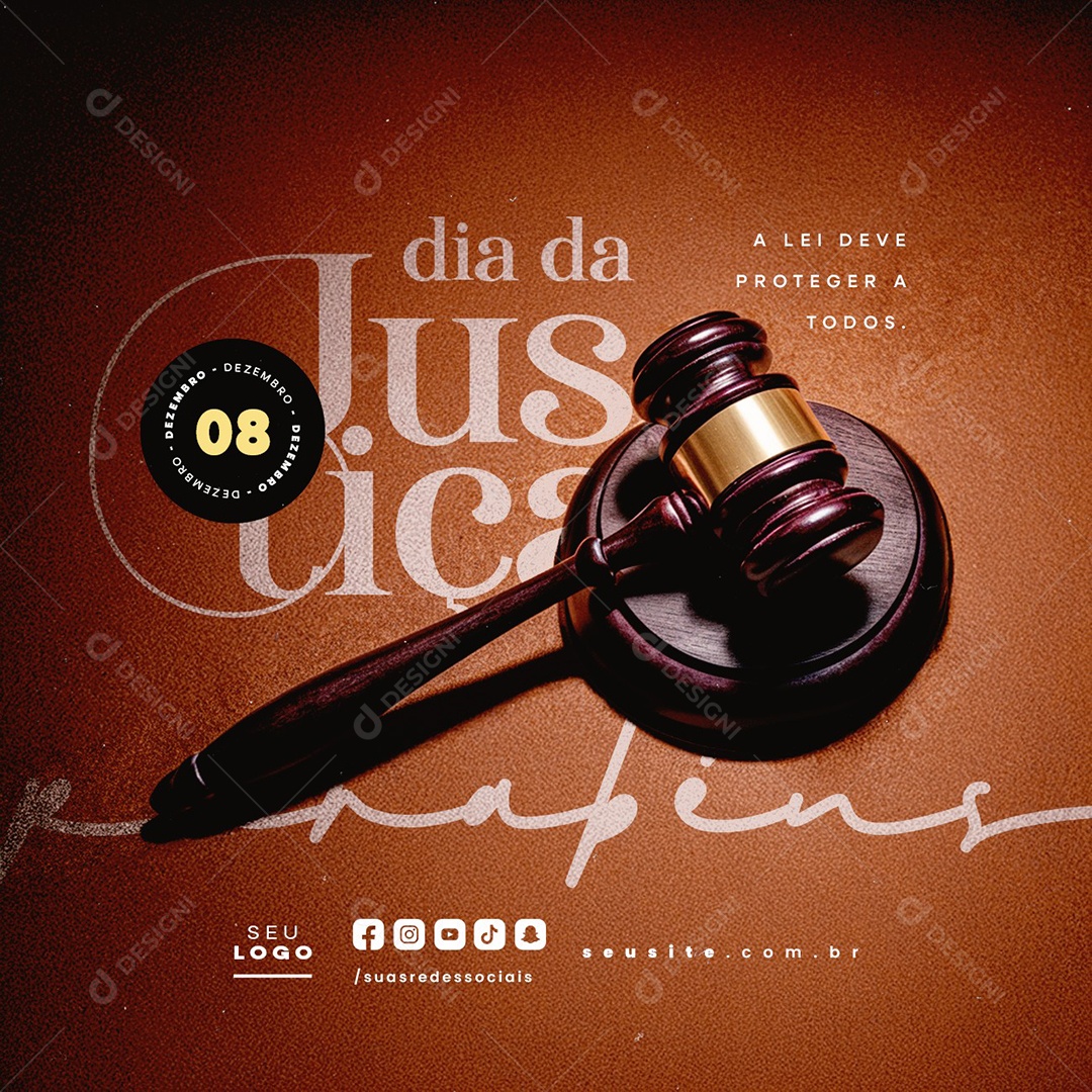 Dia da Justiça 08 de Dezembro Parabéns Social Media PSD Editável