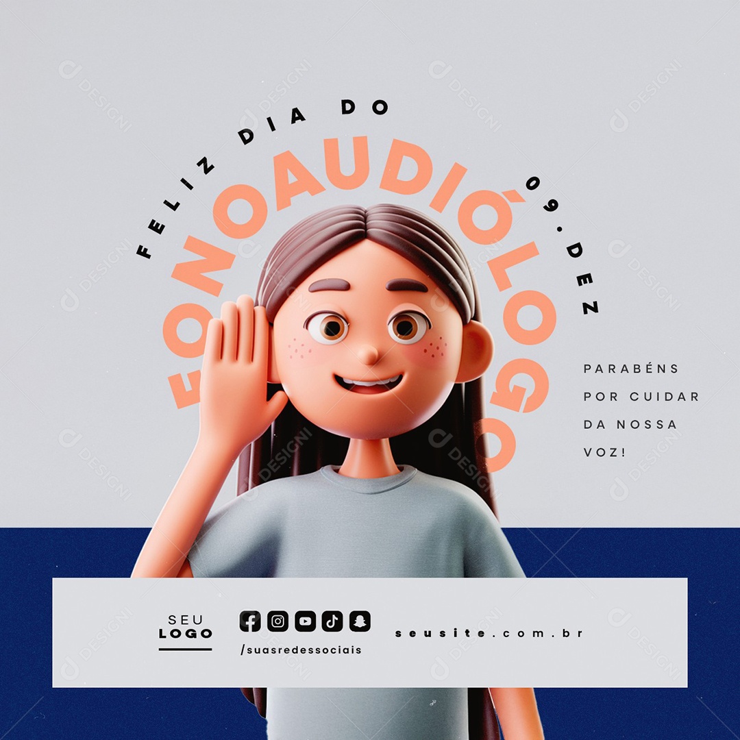 Dia do Fonoaudiólogo 09 de Dezembro Parabéns Social Media PSD Editável
