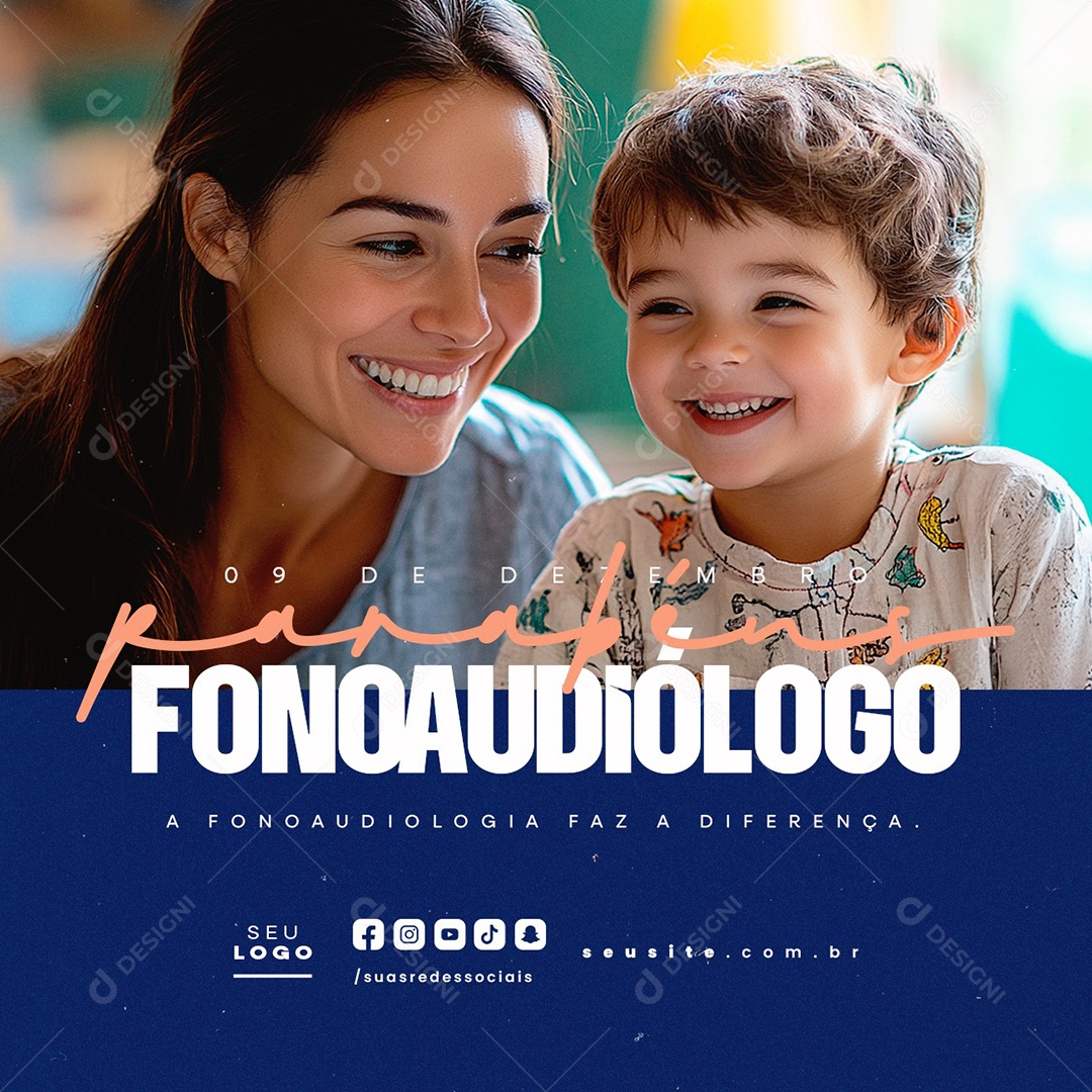 Dia Do Fonoaudiólogo 09 de Dezembro Parabéns Social Media PSD Editável