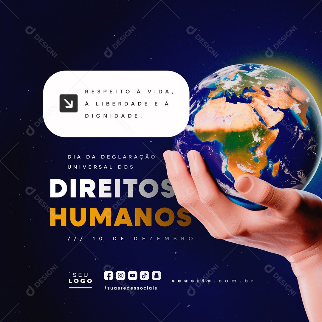 Dia Da Declaração Universal Dos Direitos Humanos 10 de Dezembro Respeito Social Media PSD Editável