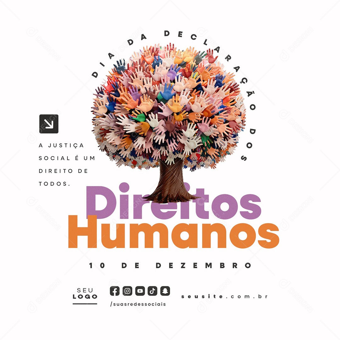 Dia Da Declaração Universal Dos Direitos Humanos 10 de Dezembro Social Media PSD Editável