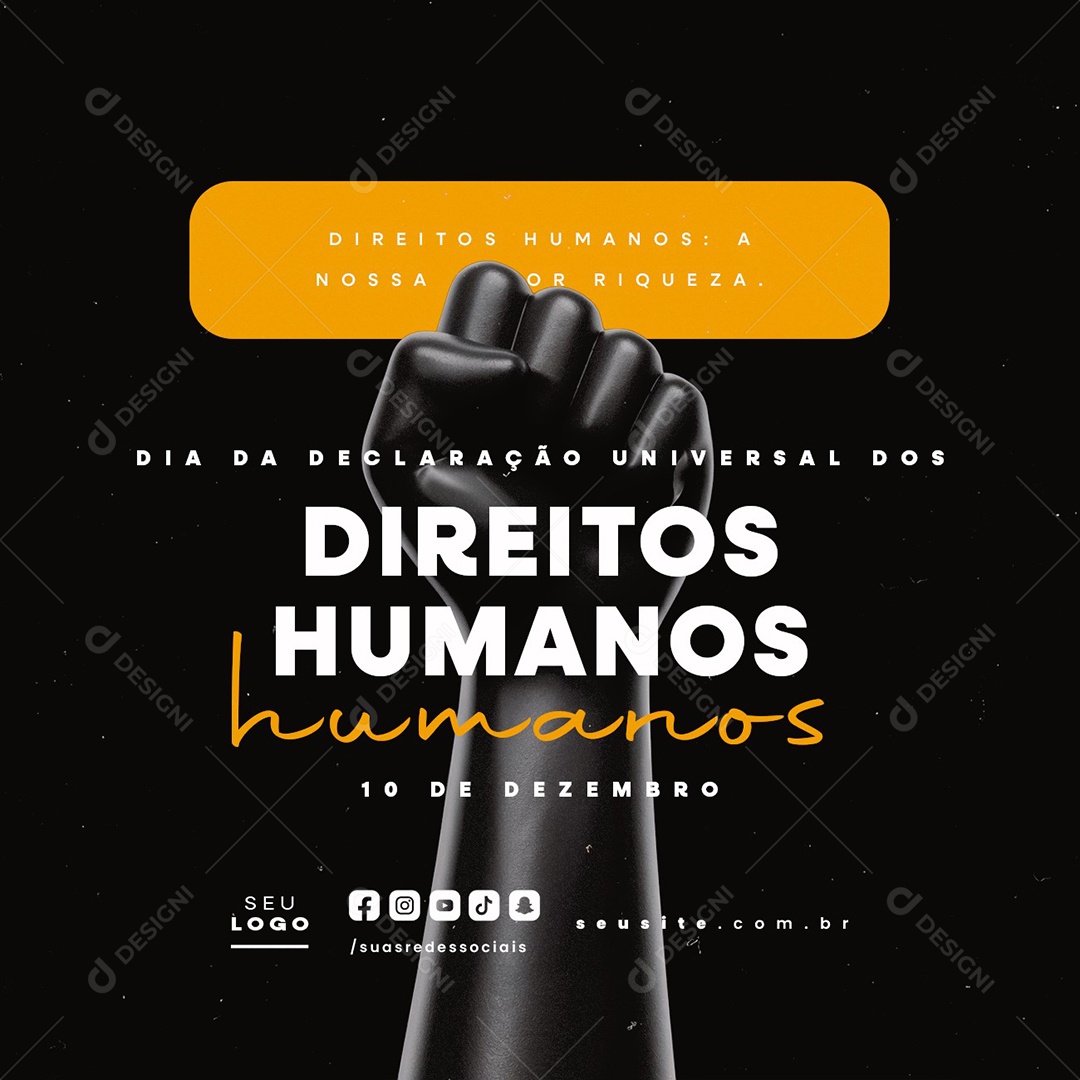 Social Media Dia Da Declaração Universal Dos Direitos Humanos 10 de Dezembro PSD Editável