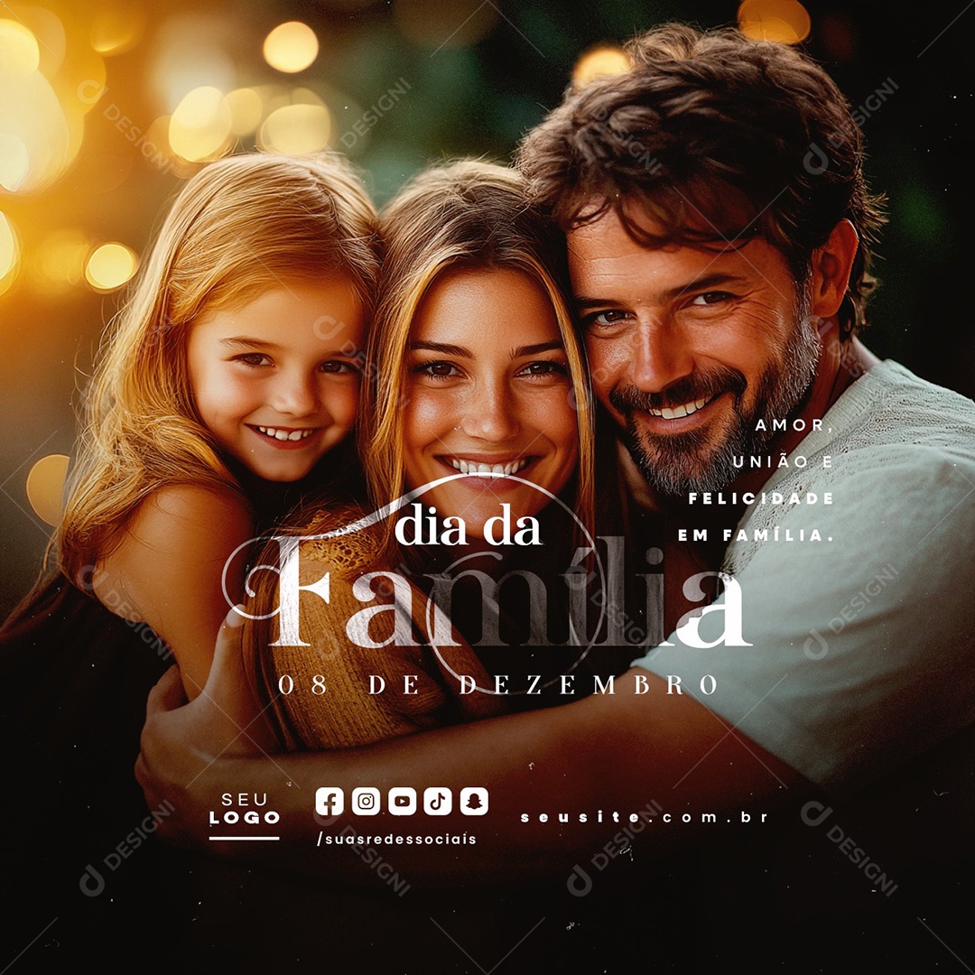 Dia da Família 08 de Dezembro Amor União Social Media PSD Editável