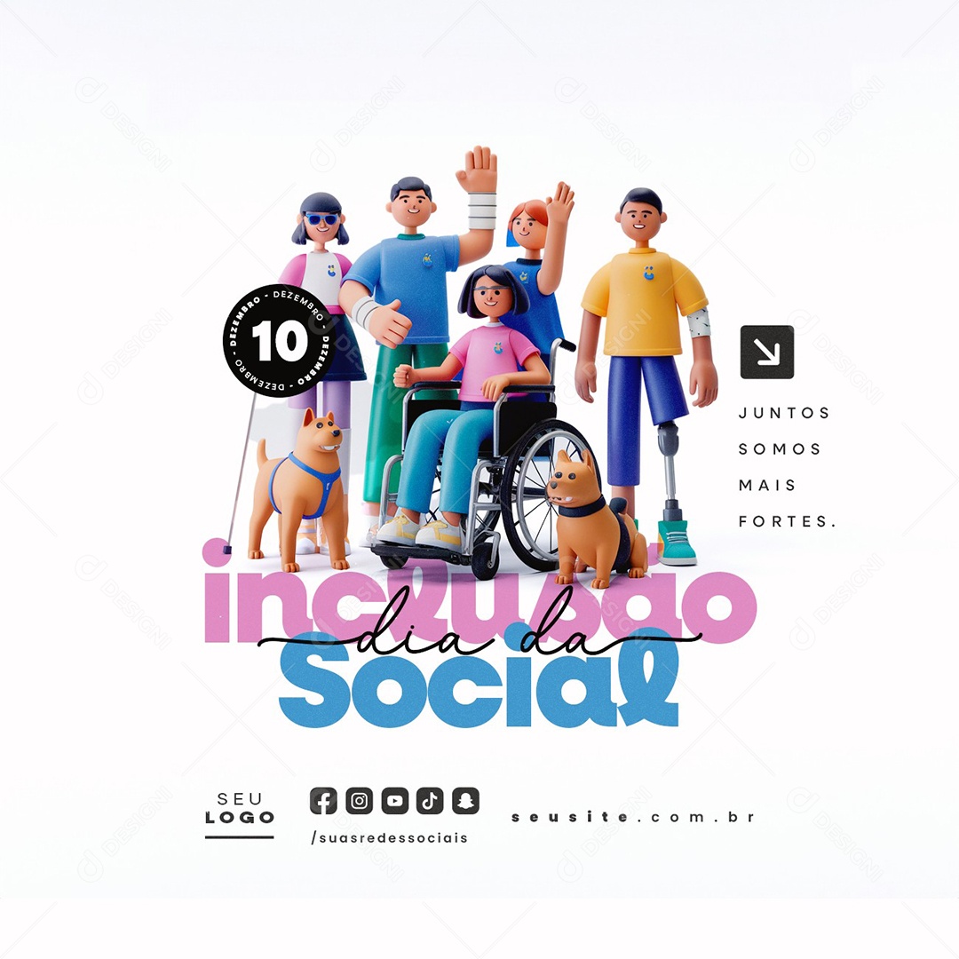 Social Media Dia da Inclusão Social 10 de Dezembro PSD Editável