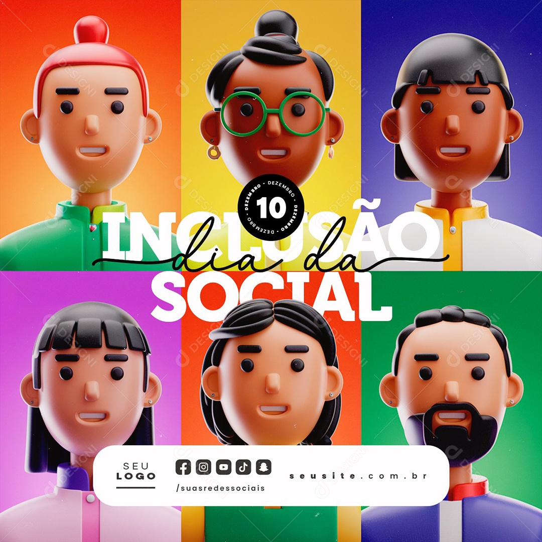 Dia da Inclusão Social 10 de Dezembro Social Media PSD Editável