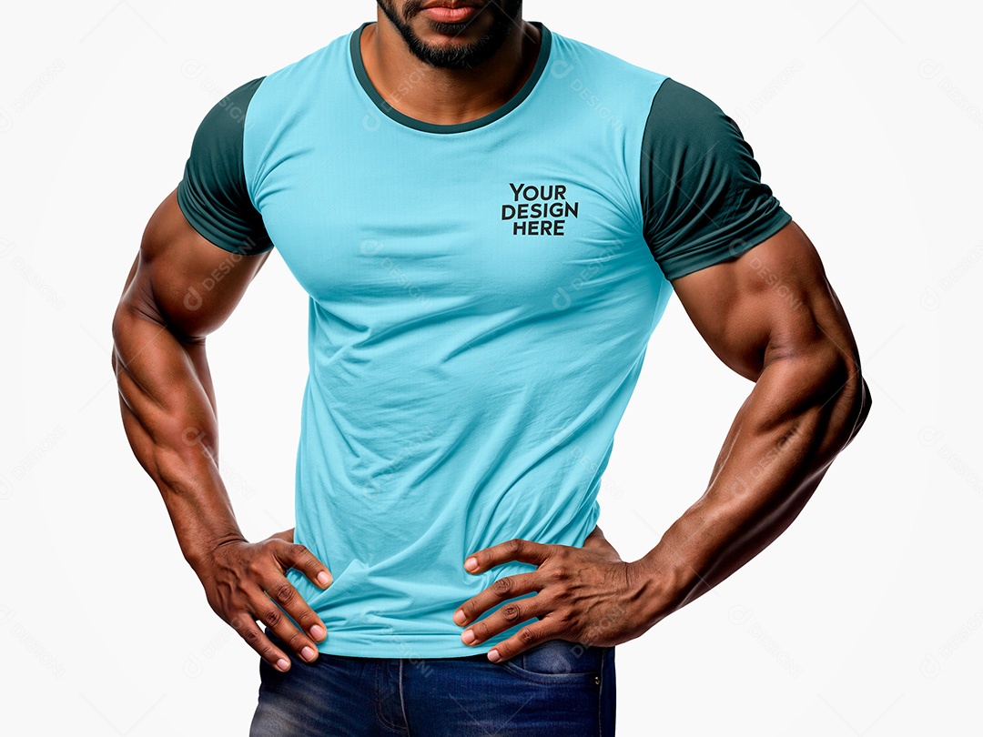 Homem com Camiseta Mockup PSD