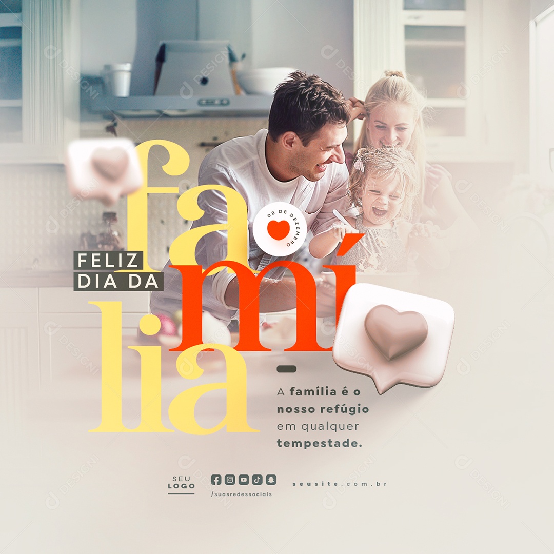 Social Media Feliz Dia da Família 08 de Dezembro PSD Editável