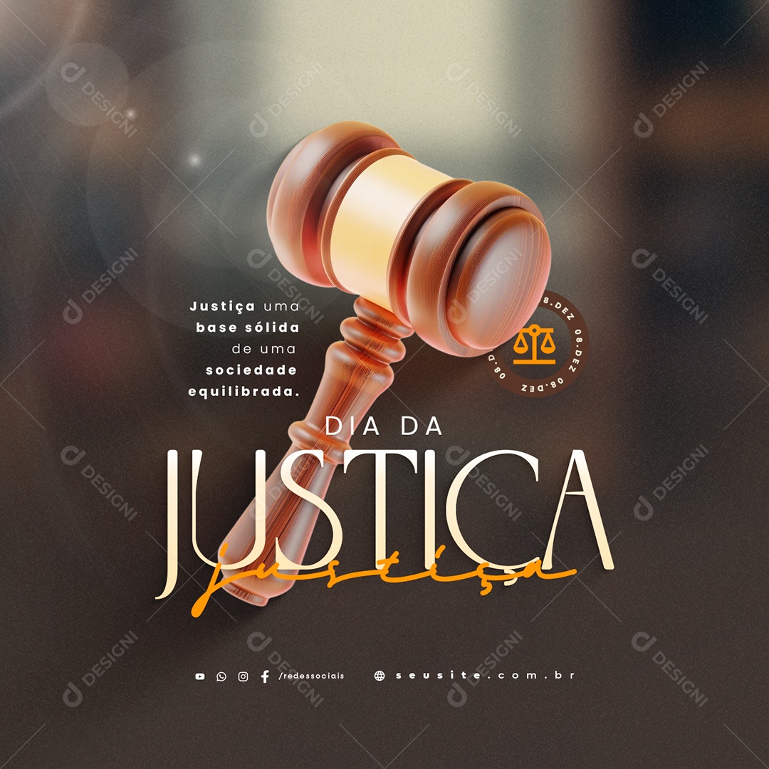 Dia da Justiça 08 de Dezembro Base Sólida Social Media PSD Editável