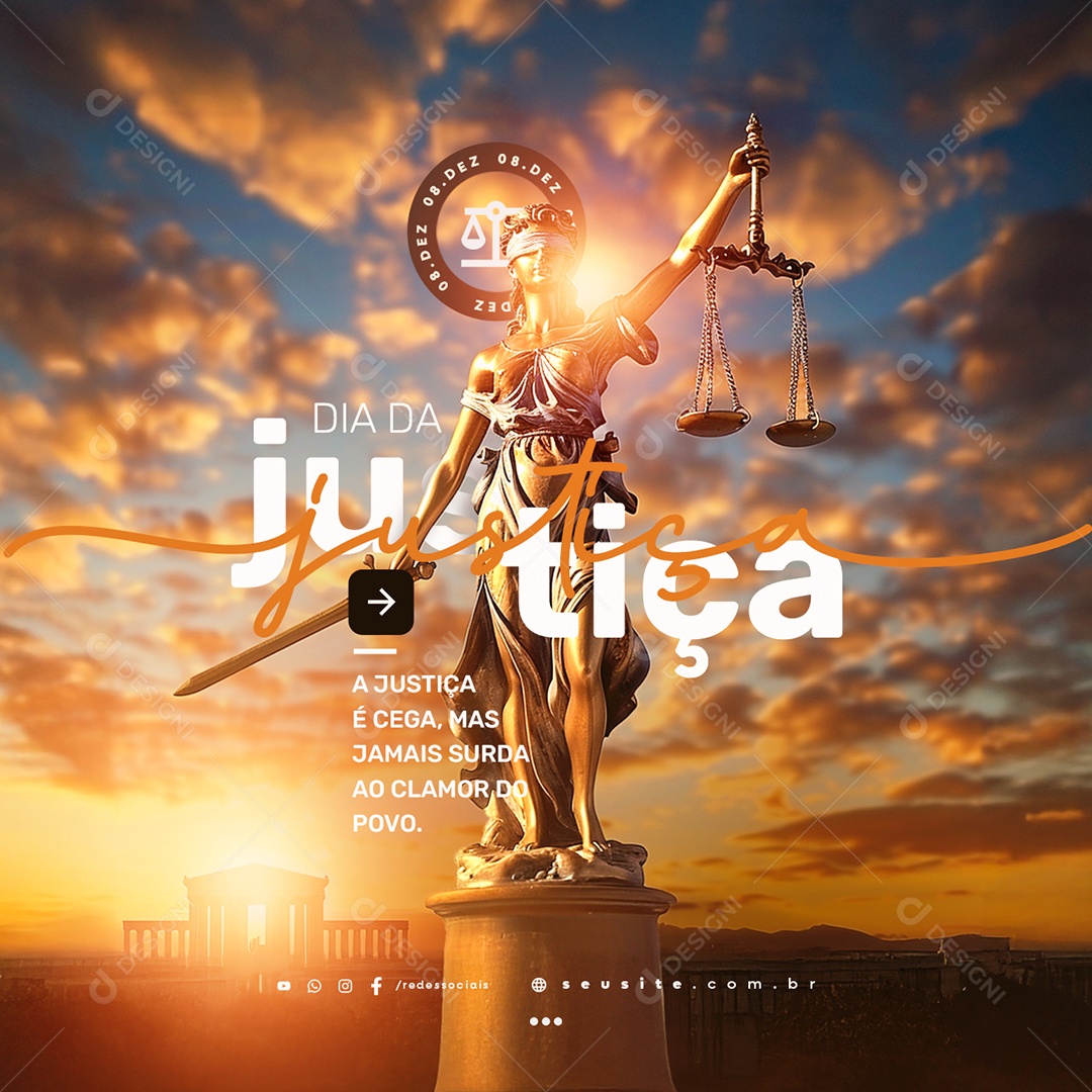 Dia da Justiça 08 de Dezembro Social Media PSD Editável